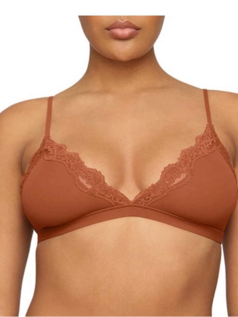 SKIMS
Fits Everybody Lace Trim Triangle Bralette In Bronze